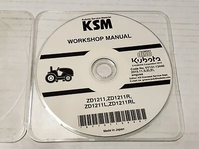 Buy Kubota Service Workshop Manual CD Disc - ZD1211, R, L, RL Tractor NOS • 30$