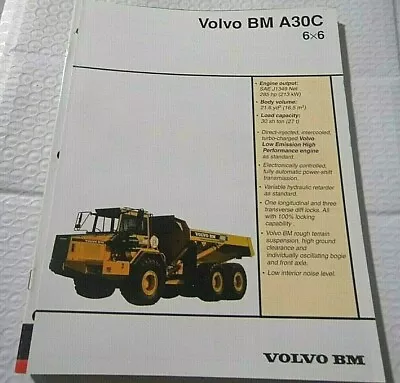 Buy Factory Volvo BM A30C 6x6  Dump Truck Dealership Spec Brochure  • 12$