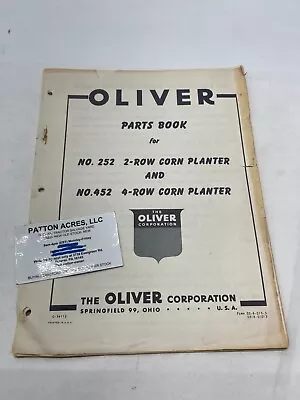 Buy Parts Book For Oliver Model 252 2-Row Corn Planter & 452 4-Row Corn Planter • 9$