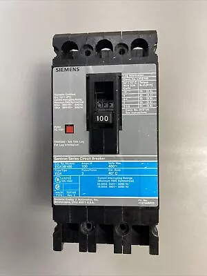 Buy Siemens ED43B100 100 Amp 480 VAC 3 Pole Type ED4 Bolt-On Circuit Breaker • 299.99$