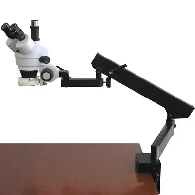 Buy AmScope 7X-45X Trinocular Zoom Stereo Microscope +Articulating Arm W Clamp+Light • 645.99$