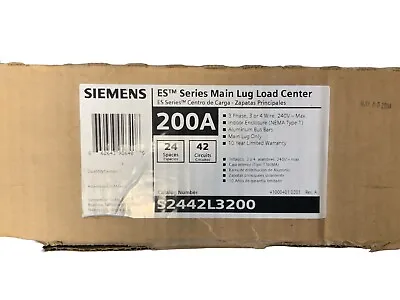 Buy Siemens S2442L3200 200-A 240-V Indoor Main Lug 24 S , 42 C 3-P Main Lug Panel • 225$