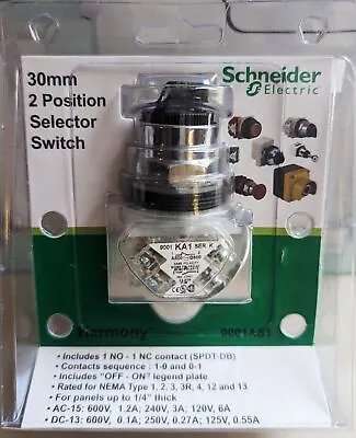 Buy Schneider Electric 30mm Push Buttons, 2 Position Selector Switch - NEW • 44.70$