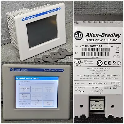 Buy Allen Bradley 2711P-T6C20A8 PanelView Plus 600 Touchscreen In Great Condition • 1,199$