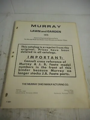 Buy Murray Lawn And Garden 1979 Parts Manual Tractors, Riders, Mowers, Tillers... • 39.97$