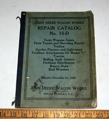 Buy Old Vintage 1940 John Deere Wagon Works Repair Parts Catalog 15-D Trailers +++ • 15$