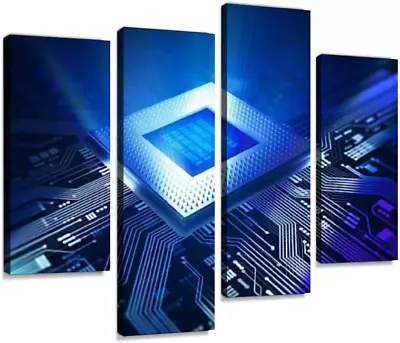 Buy 4 Panel Canvas Pictures Computer Chip / Cpu Concept Circuit Board S And Pictures • 88.99$