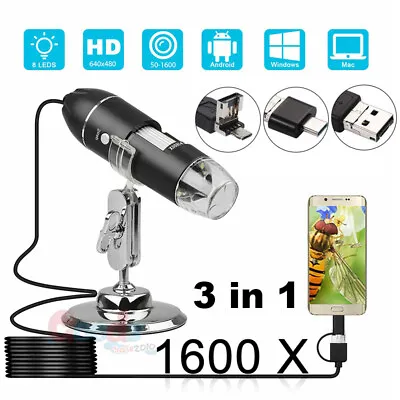 Buy 1000X/1600X USB Zoom Digital Microscope For Electronic Accessories Coin Inspect • 22.49$