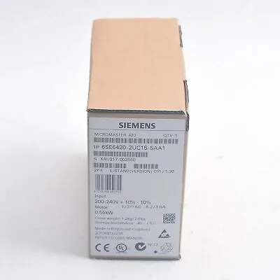 Buy New Siemens 6SE6 420-2UC15-5AA1 6SE6420-2UC15-5AA1 MICROMASTER420 Without Filter • 332.19$