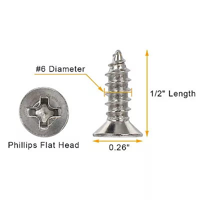 Buy 304 Stainless Steel Flat Head Phillips Wood Screws Solid #6 #8 #10 M3.5 M4.2 M5 • 7.35$