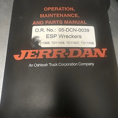 Buy Jerr-Dan Quick Pick QP40 Operations Maintenance Parts Manual Jerr-Dan Wreckers • 29.99$