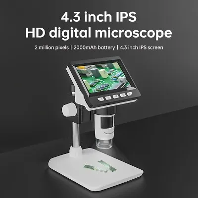 Buy 4.3 Inches IPS HD Screen Professional LCD Digital Microscope, 50-1000X Magnifica • 34.59$