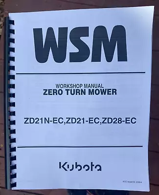 Buy  Zero Turn Workshop Service Repair Manual Kubota Zd21n-ec Zd21-ec Zd28-ec • 34.83$