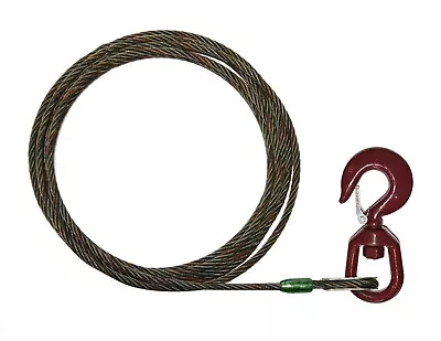 Buy 5/8  X 100' Swivel Eye Hoist Hook WINCH LINE Tow Truck Wrecker Cable Steel Core • 362.38$