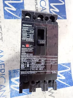 Buy Siemens HED43B100 3 Pole 100 Amp 480 Volt 42kA@480V Circuit Breaker - Tested • 280$