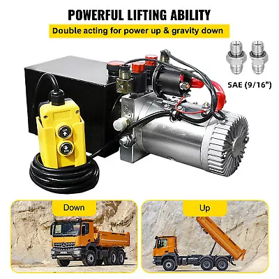 Buy DCHOUSE 12V Double Acting Hydraulic Pump Hydraulic Power Unit Dump Trailer Power • 239.99$