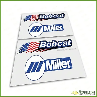 Buy Miller USA Flag Welder Generator BOBCAT Blue Laminated Decals Stickers Set • 27.70$