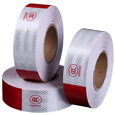 Buy Reflective Trailer Safety Tape Conspicuity Tape Warning Sign Car Truck Red White • 19.95$