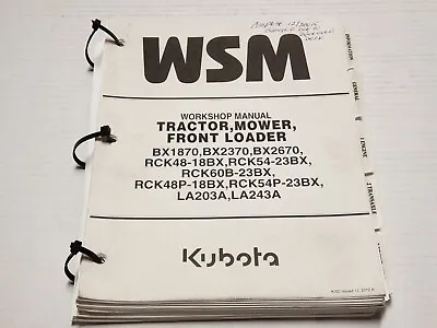 Buy Kubota WSM Work Shop Manual Booklet Tractor, Mower, Front Loader • 49.95$