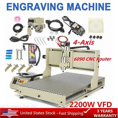 Buy 2.2kW USB Engraving Machine CNC 6090 Router 4 Axis Engraver Milling + Controller • 2,127.05$
